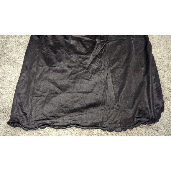 Womens Nylon Half Slip Anti Static Black Embroidered Scalloped Slit Silky~Sz S - Picture 4 of 5